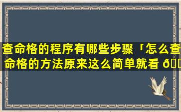 查命格的程序有哪些步骤「怎么查命格的方法原来这么简单就看 🌺 出来 🐟 了」